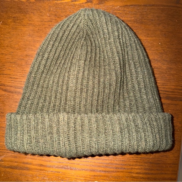 Olive Green GANNI Oversized Wool Rib Knit Beanie - Picture 5 of 5